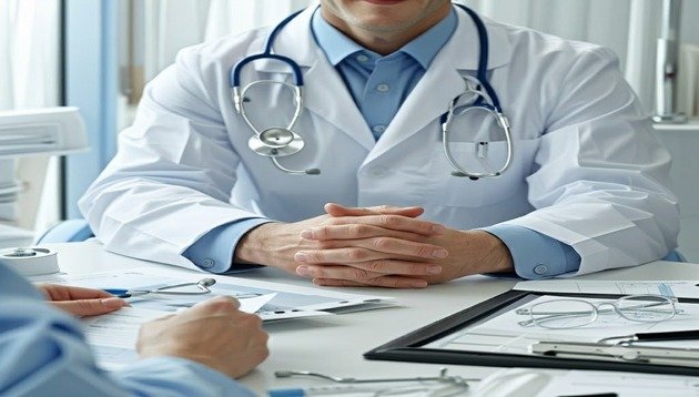 الدكتور سرطاوي خلال استشارة في جراحة العظام في الرياض
